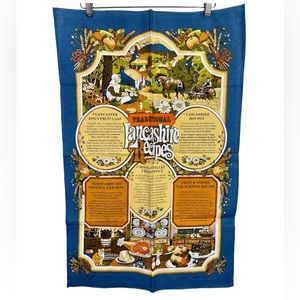 VTG 1982 Traditional Lancashire Recipes Tea Towel Made in Britain England